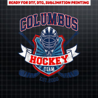 Columbus Blue Retro Jackets Hockey Vintage Ice Hockey Player Shirt PNG, DTF, DTG, Sublimation Design