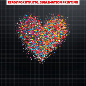 Confetti Heart Valentines Day For Women n Girls Kids Shirt PNG, DTF, DTG, Sublimation Design