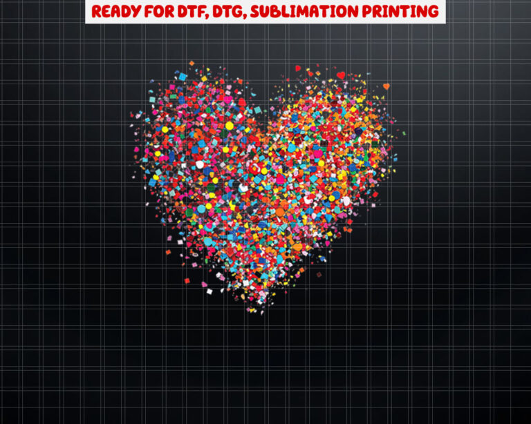 Confetti Heart Valentines Day For Women n Girls Kids Shirt PNG, DTF, DTG, Sublimation Design