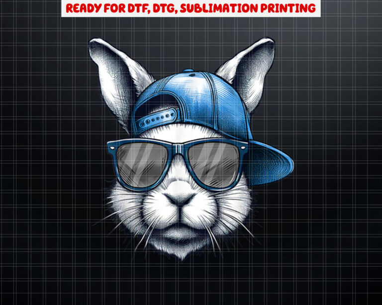 Cool Bunny Face Happy Easter s For Boys Men Kids Shirt PNG, DTF, DTG, Sublimation Design
