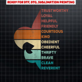 Cool Retro Vintage Style Scouting Law Shirt PNG, DTF, DTG, Sublimation Design