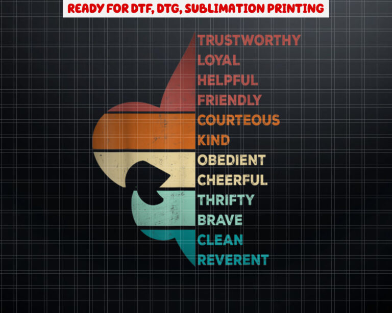 Cool Retro Vintage Style Scouting Law Shirt PNG, DTF, DTG, Sublimation Design