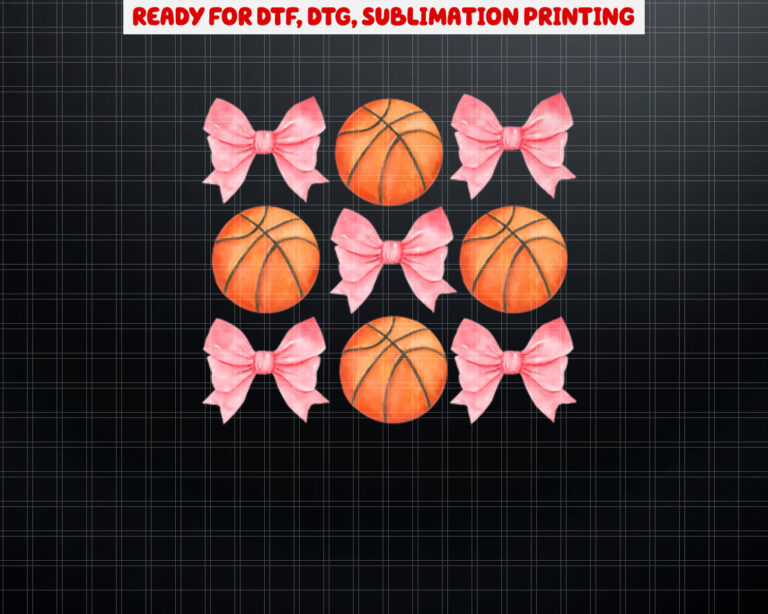 Coquette Basketball Tween n Girl Girly Pink Bow Preppy Premium Shirt PNG, DTF, DTG, Sublimation Design