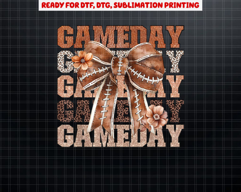 Coquette Bow American Football Game Day Thanksgiving Autumn Shirt PNG, DTF, DTG, Sublimation Design