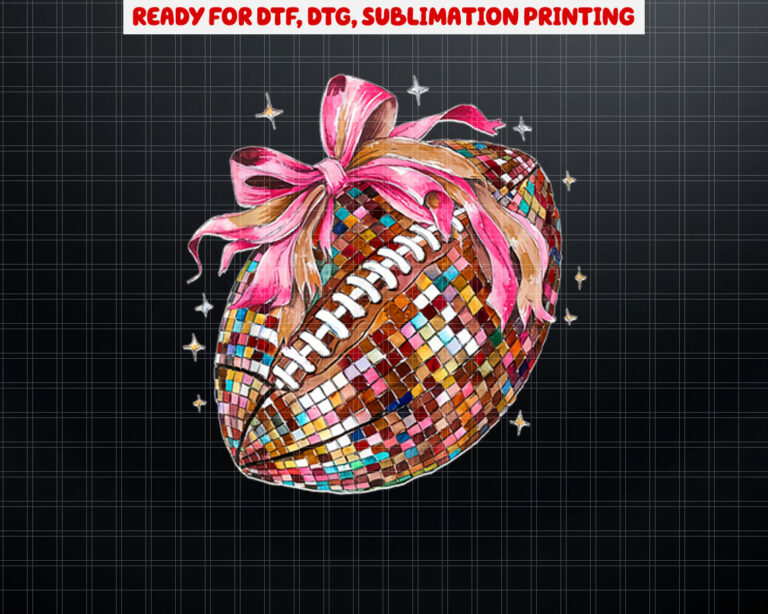 Coquette Bow Disco Funny Football Game Day Touchdown Season Shirt PNG, DTF, DTG, Sublimation Design