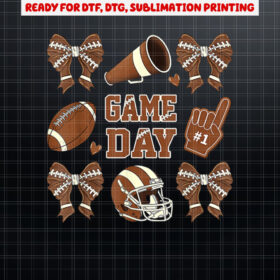 Coquette Bow Funny Football Lover Game Day Football Shirt PNG, DTF, DTG, Sublimation Design
