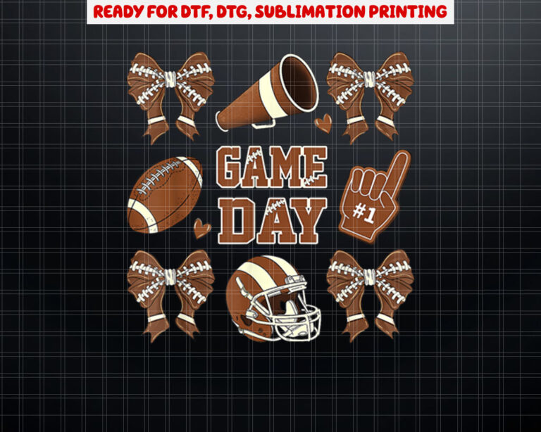 Coquette Bow Funny Football Lover Game Day Football Shirt PNG, DTF, DTG, Sublimation Design