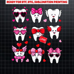 Coquette Bow th Dental Squad Valentines Day Dentist Shirt PNG, DTF, DTG, Sublimation Design