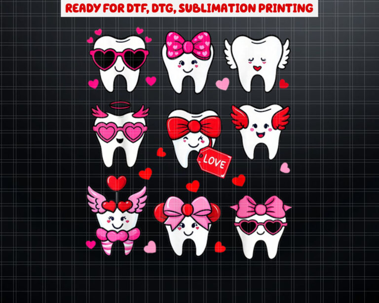 Coquette Bow th Dental Squad Valentines Day Dentist Shirt PNG, DTF, DTG, Sublimation Design
