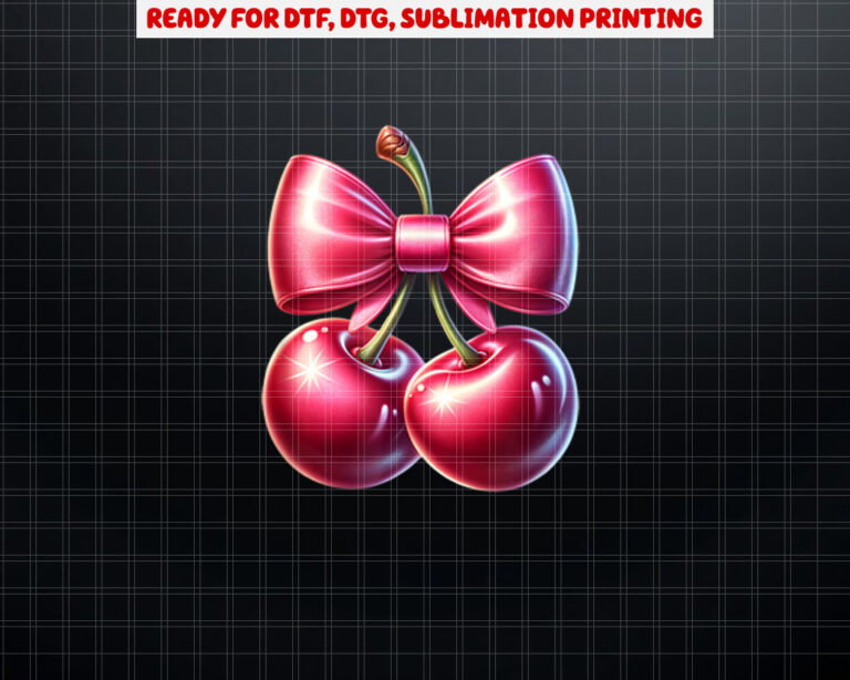 Coquette Bows with cherries Cute Coquette girl Shirt PNG, DTF, DTG, Sublimation Design