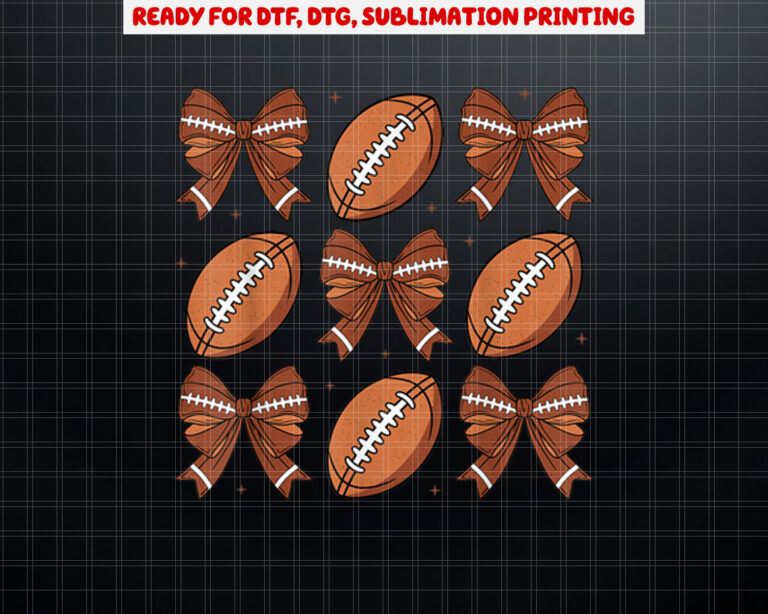 Coquette Football Bow Football Mom Game Day Women Girls Kids Shirt PNG, DTF, DTG, Sublimation Design