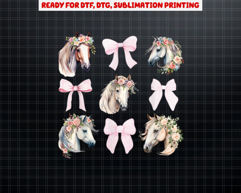 Coquette Horse Riding Wild Flowers Horse Lover Shirt PNG, DTF, DTG, Sublimation Design