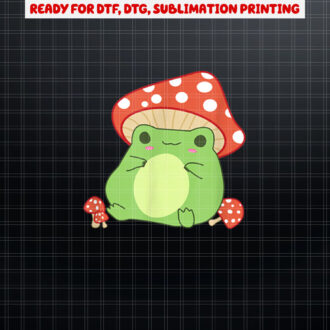Cottagecore Frog Aesthetic Cute Frog With Mushroom Hat Shirt PNG, DTF, DTG, Sublimation Design