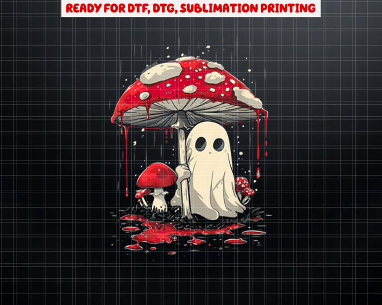 Cottagecore Halloween  Ghost Mushroom Spooky Shirt PNG, DTF, DTG, Sublimation Design