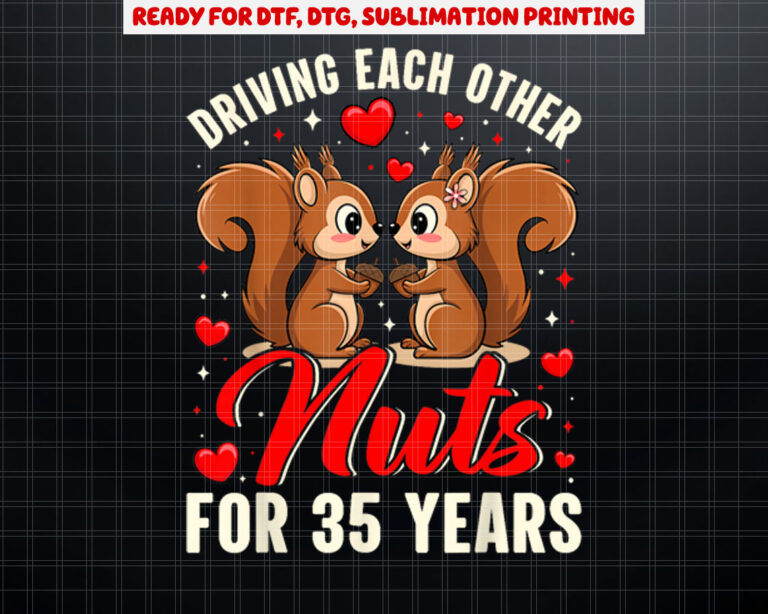 Couples Married 35 Year Funny 35th Wedding Anniversary Shirt PNG, DTF, DTG, Sublimation Design