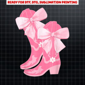 Cowgirl Boots Pink Baby Bow Preppy y2k Coquette Shirt PNG, DTF, DTG, Sublimation Design