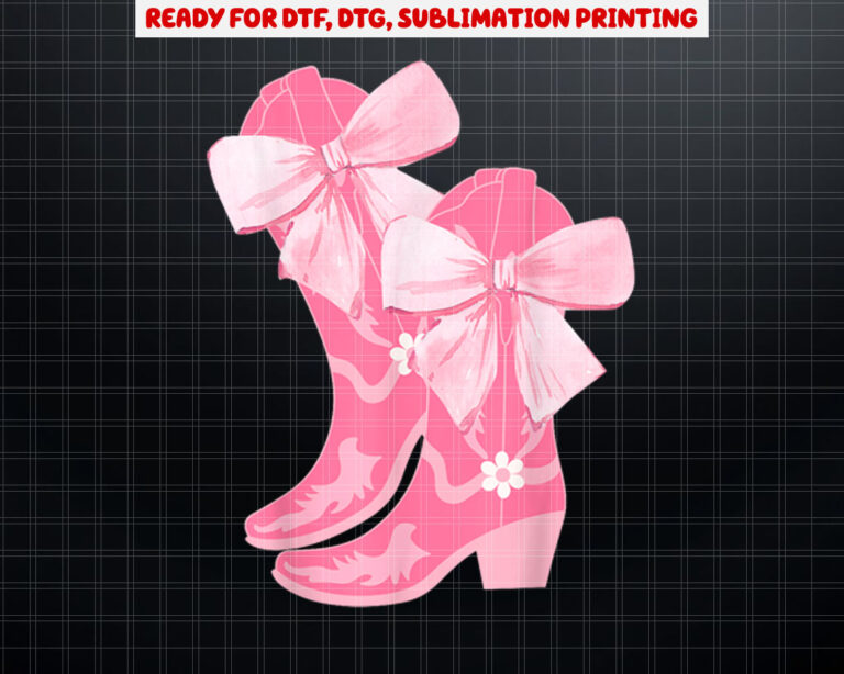 Cowgirl Boots Pink Baby Bow Preppy y2k Coquette Shirt PNG, DTF, DTG, Sublimation Design