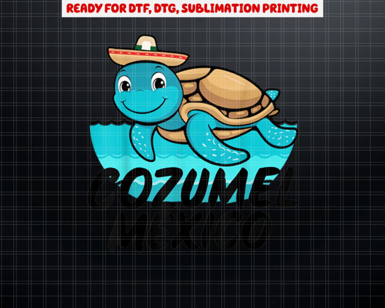 Cozumel Mexico Sea Turtle Colorful Boys Girls Toddler Shirt PNG, DTF, DTG, Sublimation Design