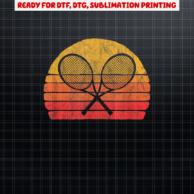 Crossed Tennis Racquets Retro 80s Sun Vintage Graphic Shirt PNG, DTF, DTG, Sublimation Design