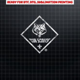 Cub Scouting White Distressed Shirt PNG, DTF, DTG, Sublimation Design
