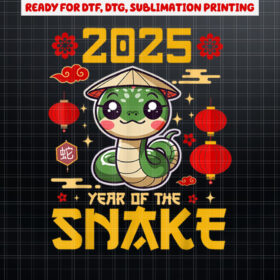 Cute 2025 Year Of The Snake Happy Chinese New Year For Kids Shirt PNG, DTF, DTG, Sublimation Design