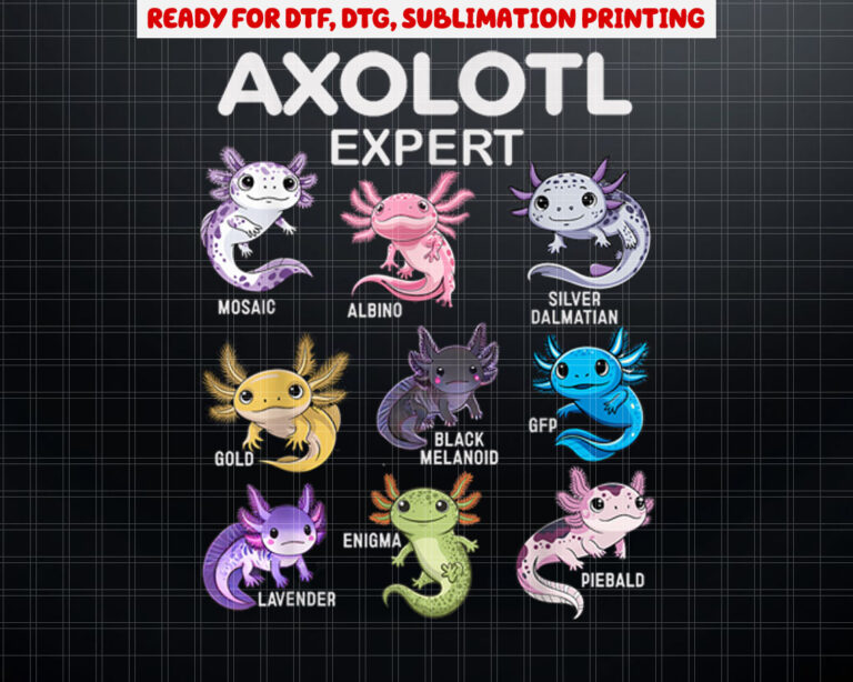 Cute Axolotl  for Boys  Girls or Men  Axolotl kids Shirt PNG, DTF, DTG, Sublimation Design