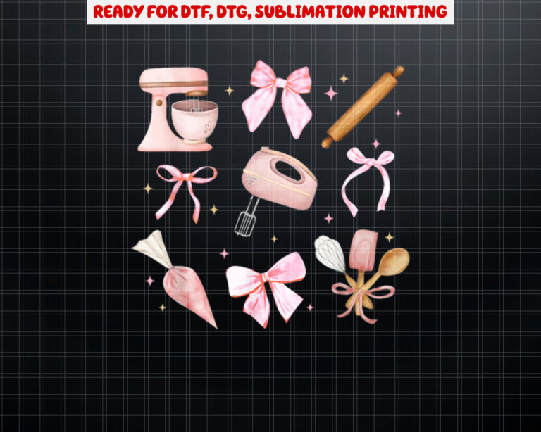 Cute Baking Coquette Pink Bow Cookie Pastry Baker Soft Girl Shirt PNG, DTF, DTG, Sublimation Design