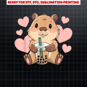 Cute Capybara Boba Tea Bubble Rodent Women n Girls Kids Shirt PNG, DTF, DTG, Sublimation Design