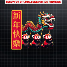 Cute Chinese New Year Dragon Dance Lunar New Year 2024 Shirt PNG, DTF, DTG, Sublimation Design