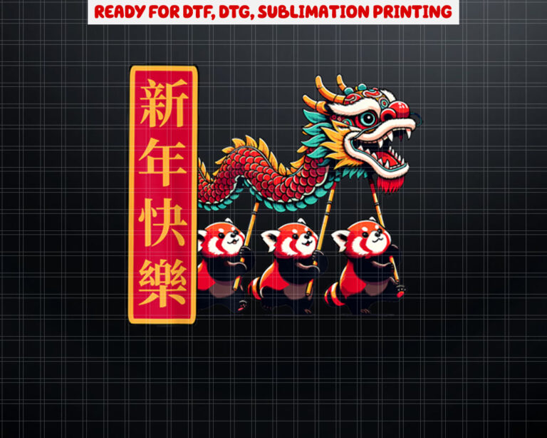 Cute Chinese New Year Dragon Dance Lunar New Year 2024 Shirt PNG, DTF, DTG, Sublimation Design