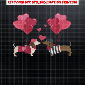 Cute Dachshund Valentines Day Heart Lover Dog Mom Dad Women Shirt PNG, DTF, DTG, Sublimation Design