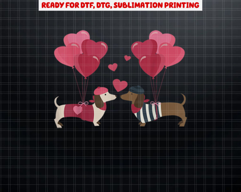 Cute Dachshund Valentines Day Heart Lover Dog Mom Dad Women Shirt PNG, DTF, DTG, Sublimation Design
