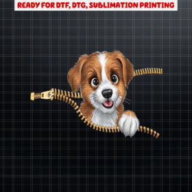 Cute Dog in Pocket Funny Zipper Pocket Graphic Design Puppy Shirt PNG, DTF, DTG, Sublimation Design