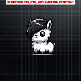 Cute Emo Llama Kawaii Kids Boys Girls Shirt PNG, DTF, DTG, Sublimation Design
