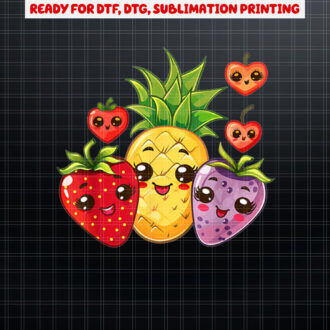 Cute Fruits Art I Kids Fruits Shirt PNG, DTF, DTG, Sublimation Design