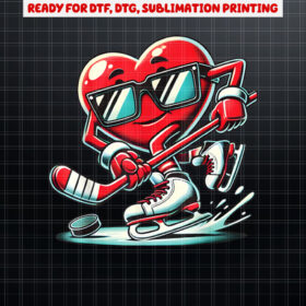 Cute Heart Playing Ice Hockey Valentines Day Men Women Boys Shirt PNG, DTF, DTG, Sublimation Design