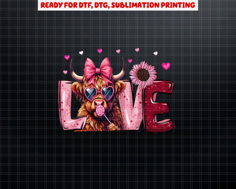 Cute Highland Cow Love Valentine Western Country Cowgirl  Shirt PNG, DTF, DTG, Sublimation Design