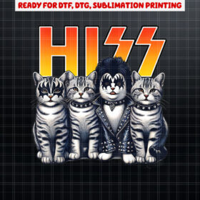 Cute Hiss Cats Rock Kittens Kitty Rocking Music Cat Lovers Shirt PNG, DTF, DTG, Sublimation Design
