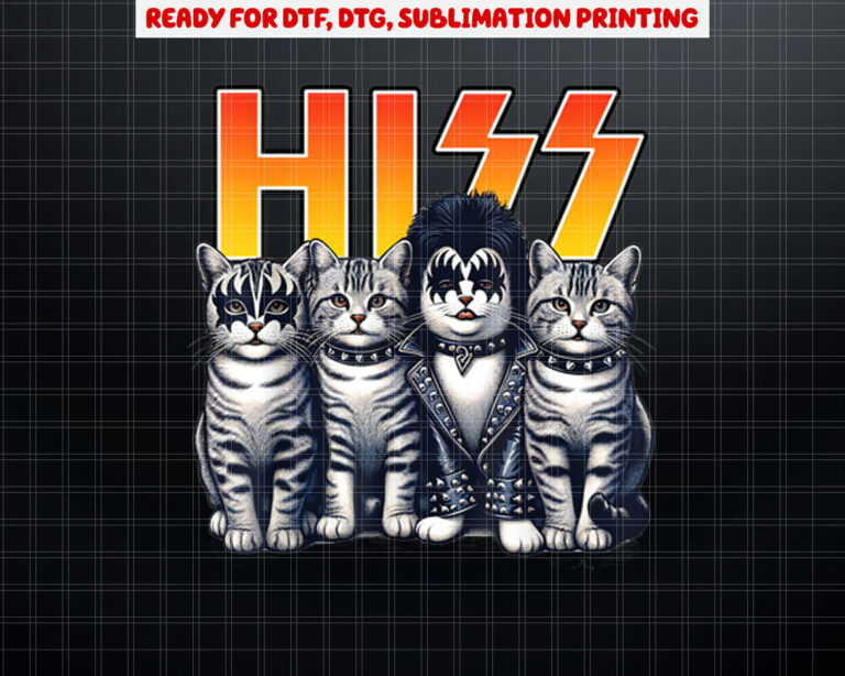 Cute Hiss Cats Rock Kittens Kitty Rocking Music Cat Lovers Shirt PNG, DTF, DTG, Sublimation Design