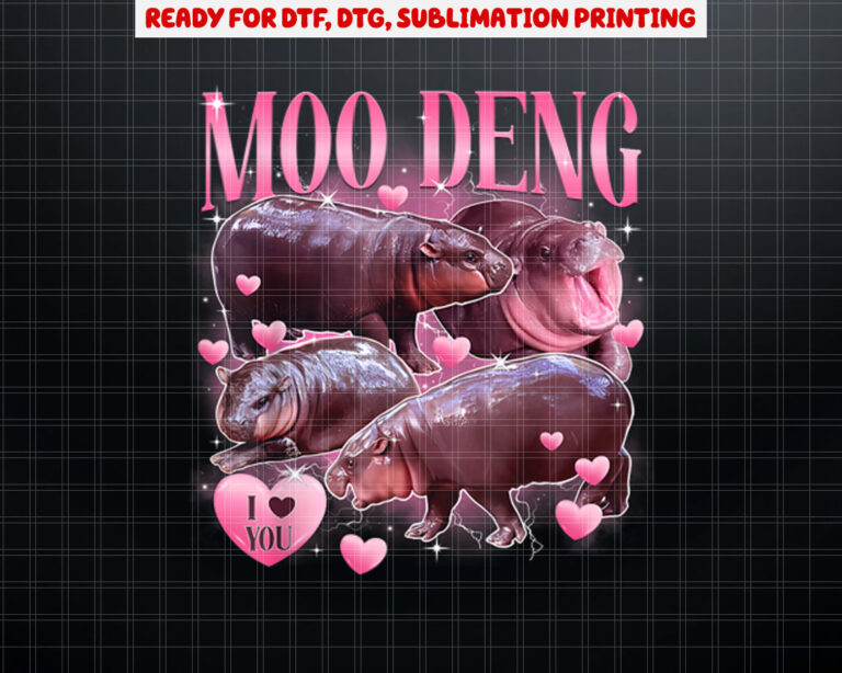 Cute I Love Moo Deng Baby Hippo Moo Deng I Heart Moo Deng Shirt PNG, DTF, DTG, Sublimation Design