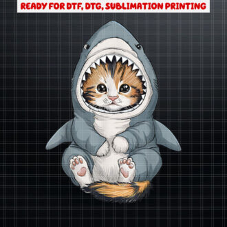 Cute Kitten in a Shark Costume Kitty My Cat is a Shark Shirt PNG, DTF, DTG, Sublimation Design