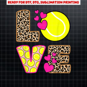 Cute Love Tennis Leopard Print Women Girls Tennis Shirt PNG, DTF, DTG, Sublimation Design