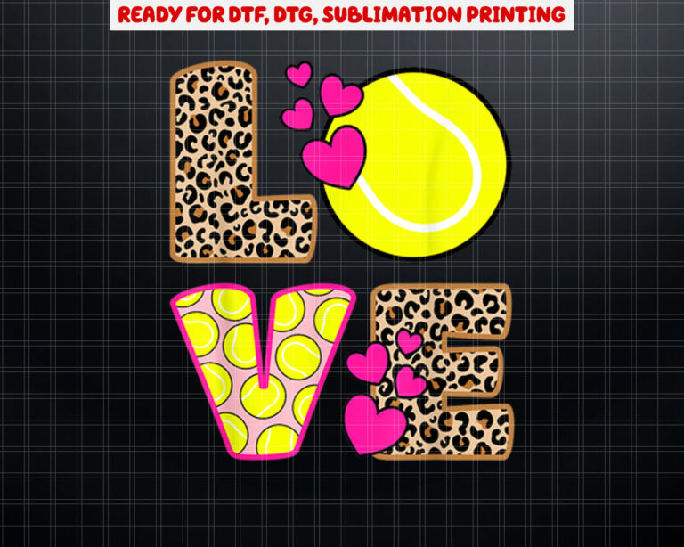Cute Love Tennis Leopard Print Women Girls Tennis Shirt PNG, DTF, DTG, Sublimation Design