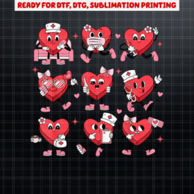 Cute Nurse Conversation Hearts Valentines Day Women Men Kid Shirt PNG, DTF, DTG, Sublimation Design