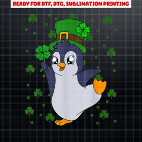 Cute Penguin Shamrocks Saint Patricks Day Penguin Shirt PNG, DTF, DTG, Sublimation Design