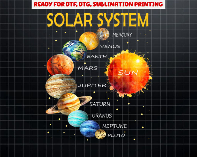 Cute Planets of the Solar System for Boys Girls Shirt PNG, DTF, DTG, Sublimation Design