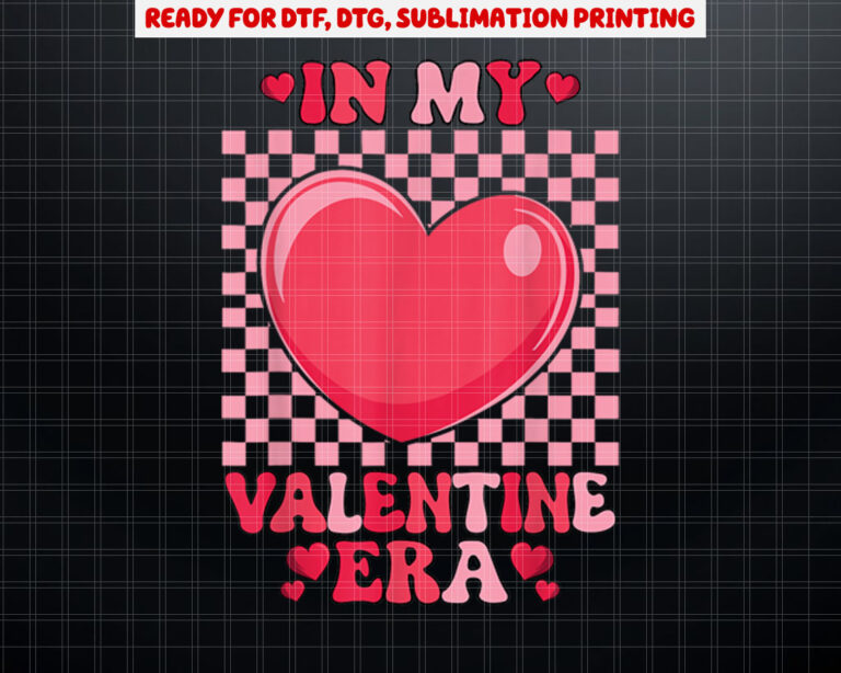 Cute Retro Heart Valentines Day Girls Shirt PNG, DTF, DTG, Sublimation Design