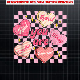 Cute Teacher Valentine Day Women Retro Heart Candy Self Love Shirt PNG, DTF, DTG, Sublimation Design