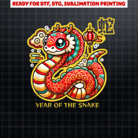 Cute Year of the Snake 2025 Chinese New Year Shirt PNG, DTF, DTG, Sublimation Design