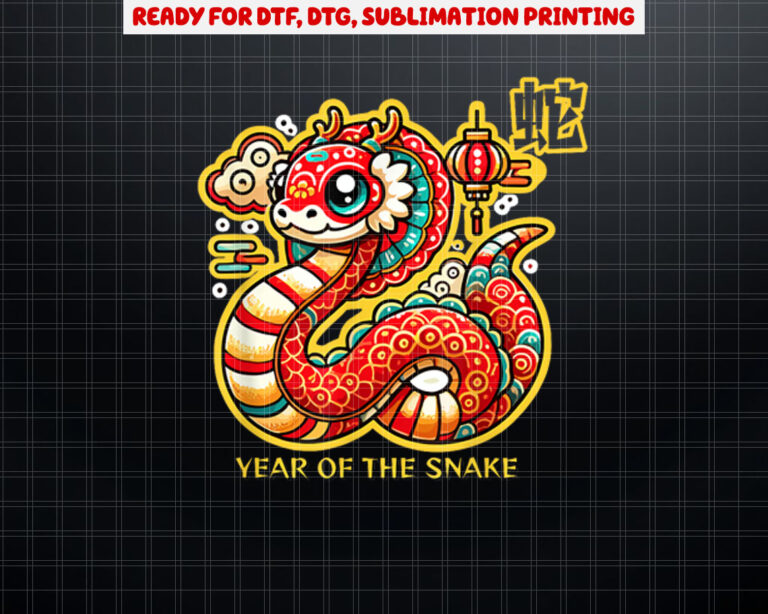 Cute Year of the Snake 2025 Chinese New Year Shirt PNG, DTF, DTG, Sublimation Design